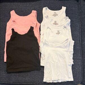 Wonder Nation Tank Tops Black White Pink set of 7 Toddler 2T-3T 100% cotton